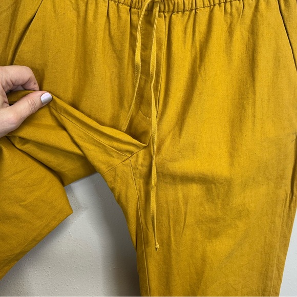 J. Crew Linen Cotton mustard yellow pants women’s 6 Natural Casual Boho Pockets - Picture 5 of 12
